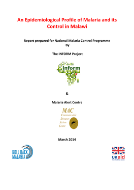 An Epidemiological Profile of Malaria and Its Control in Malawi