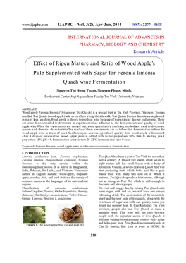 Effect of Ripen Mature and Ratio of Wood Apple's Pulp Supplemented