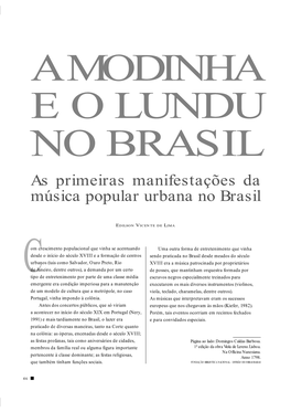 As Primeiras Manifestações Da Música Popular Urbana No Brasil