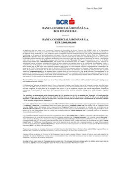 Banca Comercială Română S.A. Bcr Finance B.V. Banca Comercială Română S.A. Eur 3,000,000,000