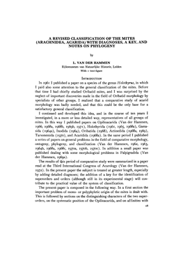 A Revised Classification of the Mites (Arachnidea, Acarida) with Diagnoses, a Key, and Notes on Phylogeny