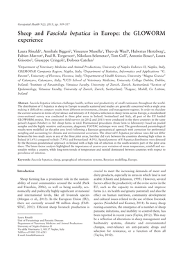 'Sheep and Fasciola Hepatica in Europe: the GLOWORM Experience'