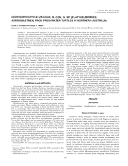 Platyhelminthes: Aspidogastrea) from Freshwater Turtles in Northern Australia