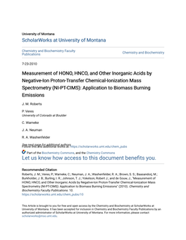 Measurement of HONO, HNCO, and Other Inorganic Acids by Negative