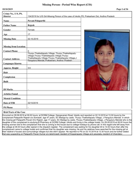 Missing Person - Period Wise Report (CIS) 18/10/2019 Page 1 of 36