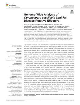 Genome-Wide Analysis of Corynespora Cassiicola Leaf Fall Disease Putative Effectors