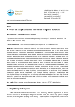 A Review on Analytical Failure Criteria for Composite Materials