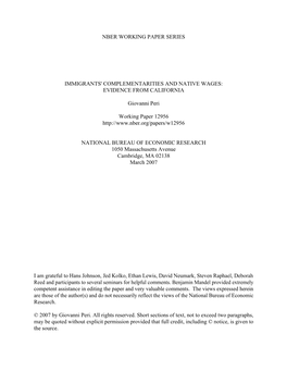 Immigrants' Complementarities and Native Wages: Evidence from California