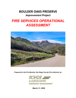 Boulder Oaks Preserve Fire Services Operational Assessment