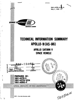 TECHNICAL INFORMATION SUMMARY APOLLO-L0 (AS-505) APOLLO SATURN V SPACE VEHICLE