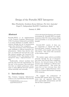 Design of the Portable.NET Interpreter