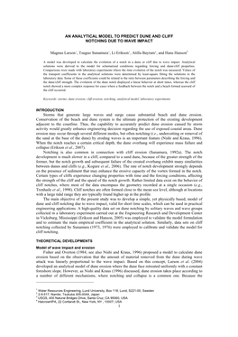 1 an Analytical Model to Predict Dune and Cliff