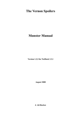 The Vernon Spoilers Vol 3: Monster Manual