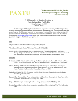 The International Web Site for the History of Guiding and Scouting PAXTU