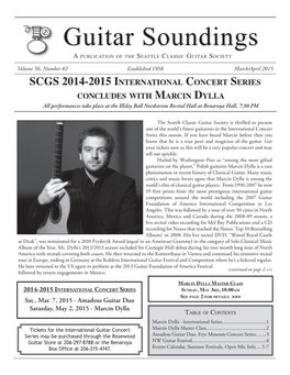 Guitar Soundings a Publication of the Seattle Classic Guitar Society