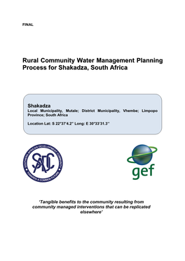 Rural Community Water Management Planning Process for Shakadza, South Africa