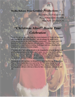 “Christmas Alive!” House Tour Celebration