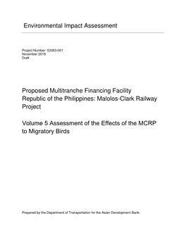 Volume 5 Assessment of the Effects of the MCRP to Migratory Birds