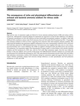 The Consequences of Niche and Physiological Differentiation of Archaeal and Bacterial Ammonia Oxidisers for Nitrous Oxide Emissions