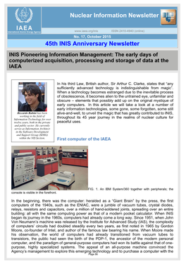 INIS Pioneering Information Management: the Early Days of Computerized Acquisition, Processing and Storage of Data at the IAEA