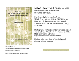 IAWA Hardwood Feature List Definitions and Illustrations Features 124-135