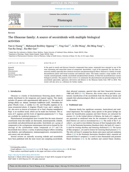 The Oleaceae Family a Source of Secoiridoids with Multiple Biological