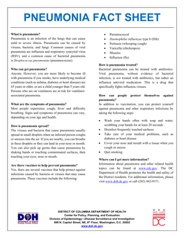 Pneumonia Fact Sheet