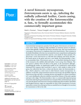 A Novel Histozoic Myxosporean, Enteromyxum Caesio N. Sp., Infecting the Redbelly Yellowtail Fusilier, Caesio Cuning, with the Creation of the Enteromyxidae N