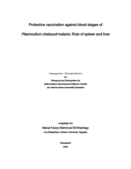 Protective Vaccination Against Blood Stages of Plasmodium