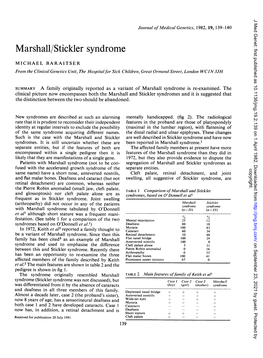 Marshall/Stickler Syndrome