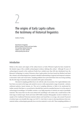 The Origins of Early Lapita Culture: the Testimony of Historical Linguistics