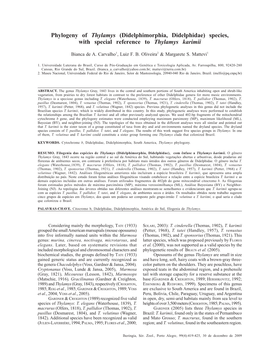 Phylogeny of Thylamys (Didelphimorphia, Didelphidae) Species