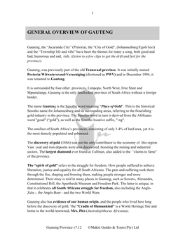 General Overview of Gauteng