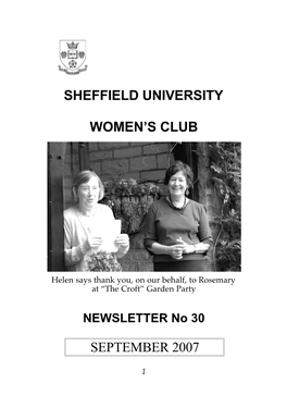 Sheffield University Women's Club September 2007