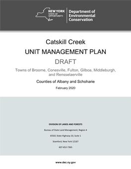 Draft Catskill Creek Unit Management Plan (UMP)