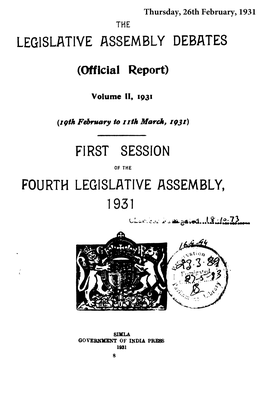 Fourth Legislative Assembly, 1931