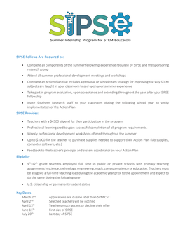 SIPSE Provides: Eligibility Key Dates