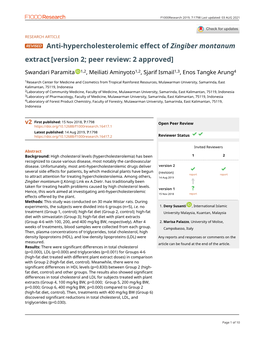 Anti-Hypercholesterolemic Effect of Zingiber Montanum Extract[Version