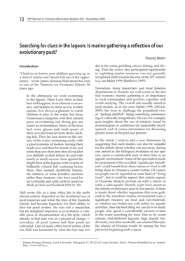 Searching for Clues in the Lagoon: Is Marine Gathering a Reflection of Our Evolutionary Past? Thomas Malm1