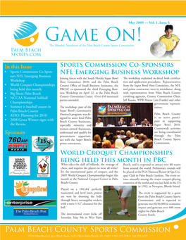 Game On! the Monthly Newsletter of the Palm Beach County Sports Commission