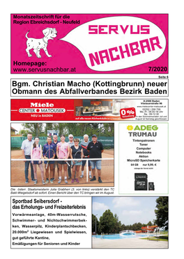 Bgm. Christian Macho (Kottingbrunn) Neuer Obmann Des Abfallverbandes Bezirk Baden