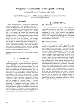 Nanoparticle Measurement by Spectroscopic Mie Scattering R