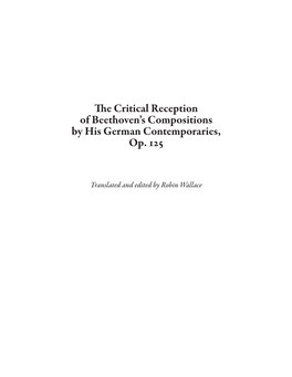 The Critical Reception of Beethoven's Compositions by His German Contemporaries, Op