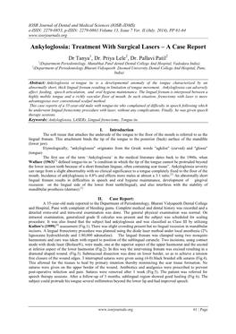 Ankyloglossia: Treatment with Surgical Lasers – a Case Report