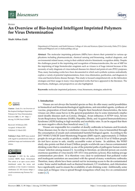 An Overview of Bio-Inspired Intelligent Imprinted Polymers for Virus Determination