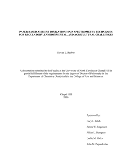 Paper-Based Ambient Ionization Mass Spectrometry Techniques for Regulatory, Environmental, and Agricultural Challenges