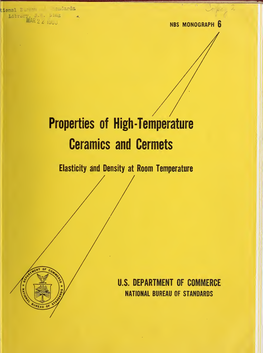 Properties of High-Temperature Ceramics and Cermets: Elasticity