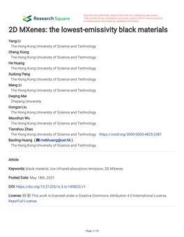 2D Mxenes: the Lowest-Emissivity Black Materials