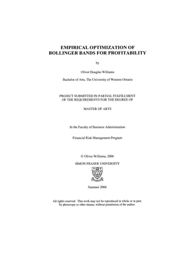 Empirical Optimization of Bollinger Bands for Profitability