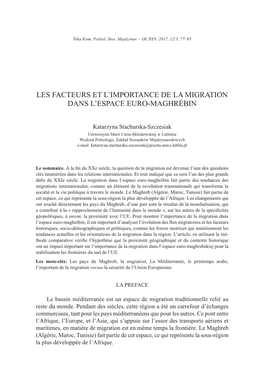 Les Facteurs Et L'importance De La Migration Dans L'espace Euro